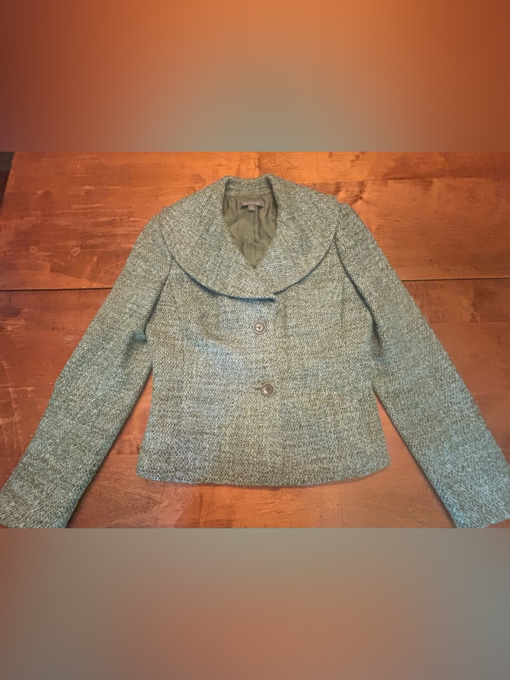 Ann Taylor Green Tweed Cropped Blazer